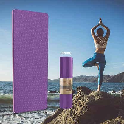Yoga Mat 1/3 Inch Exercise Mats 8Mm TPE Non-Slip Extra Thick High-Density Eco Friendly for Yoga Workout Pilates Yoga Mats for Women Men