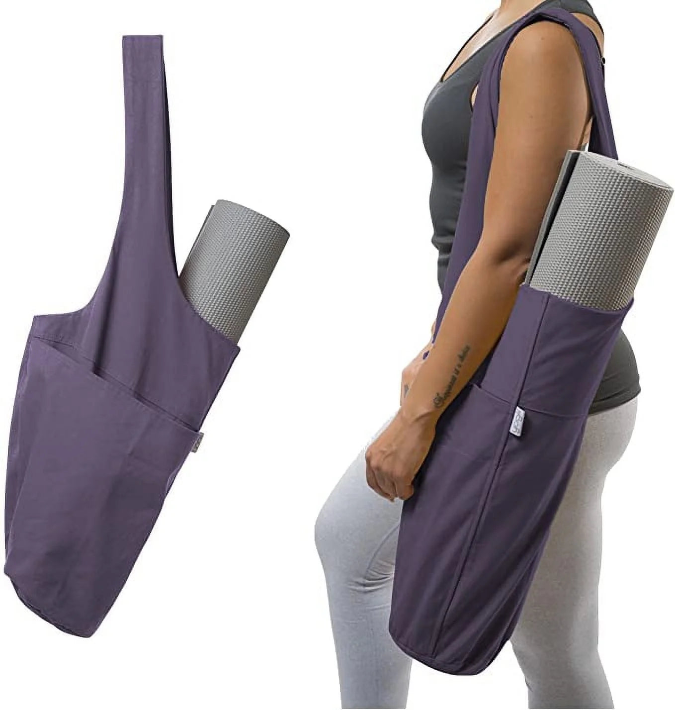 Yoga Mat Bag | the Original tote | Yoga Mat Tote Sling Carrier with Large Side Pocket & Zipper Pocket | Fits Most Size Mats (Imperial Purple)