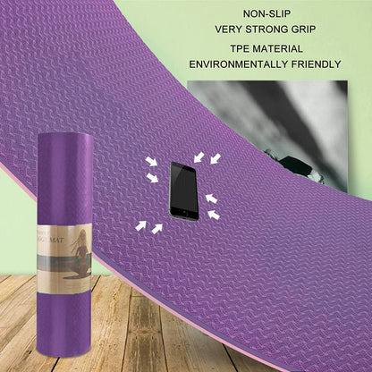 Yoga Mat 1/3 Inch Exercise Mats 8Mm TPE Non-Slip Extra Thick High-Density Eco Friendly for Yoga Workout Pilates Yoga Mats for Women Men
