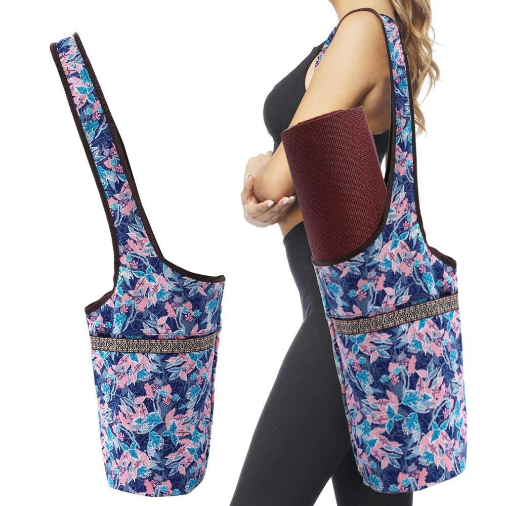 Single Shoulder Yoga Bag Sports Fitness Bag Cashew Flower Ethnic Sail Cloth Bag
