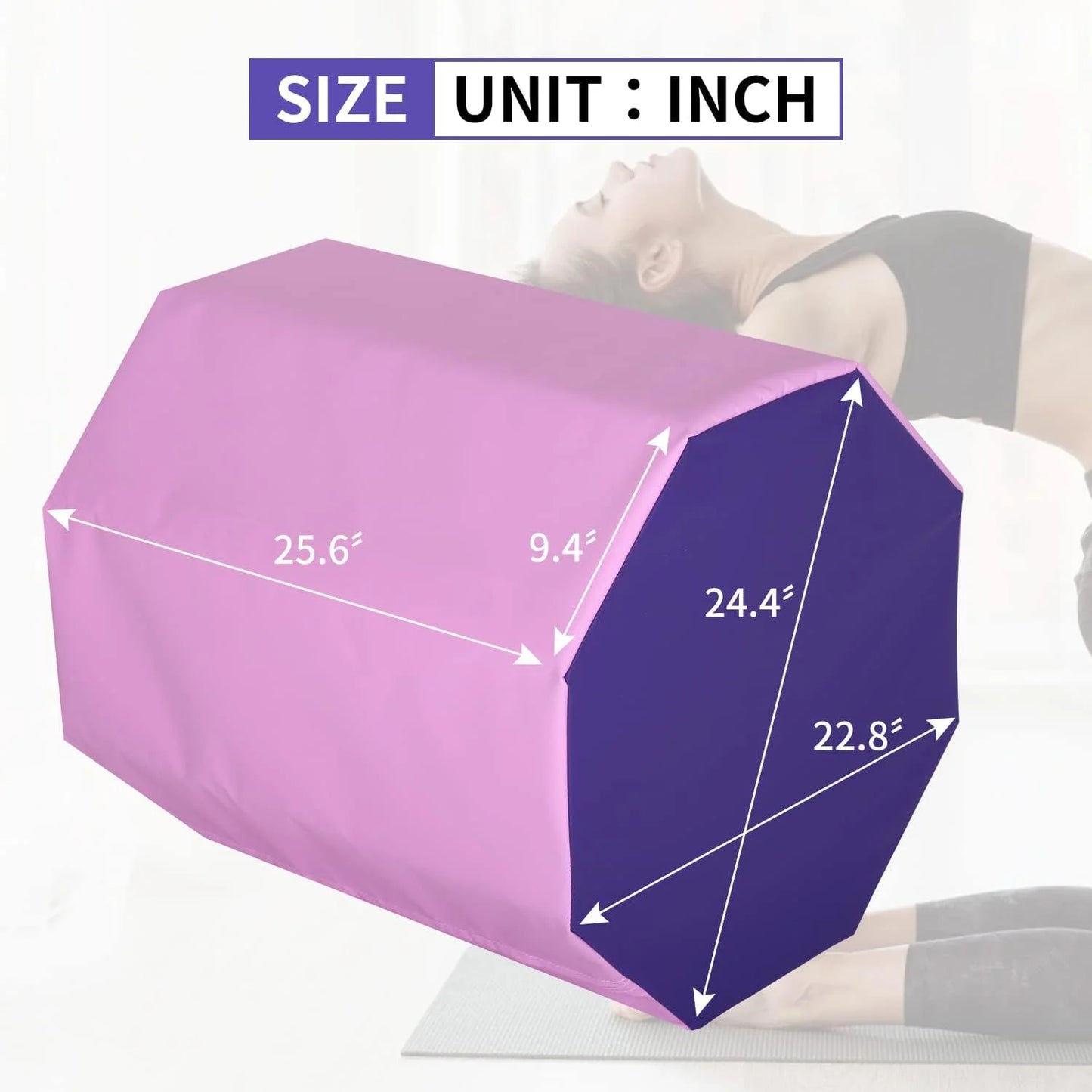 24.4" X 25.6" Gymnastics Octagon Tumbler Trainer Exercise Mat Tumbling Equipment, Pink