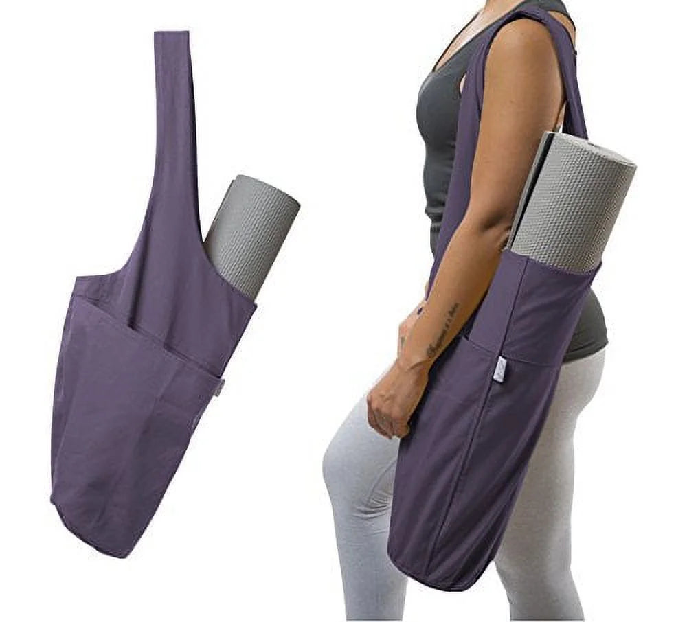 Yoga Mat Bag | the Original tote | Yoga Mat Tote Sling Carrier with Large Side Pocket & Zipper Pocket | Fits Most Size Mats (Imperial Purple)