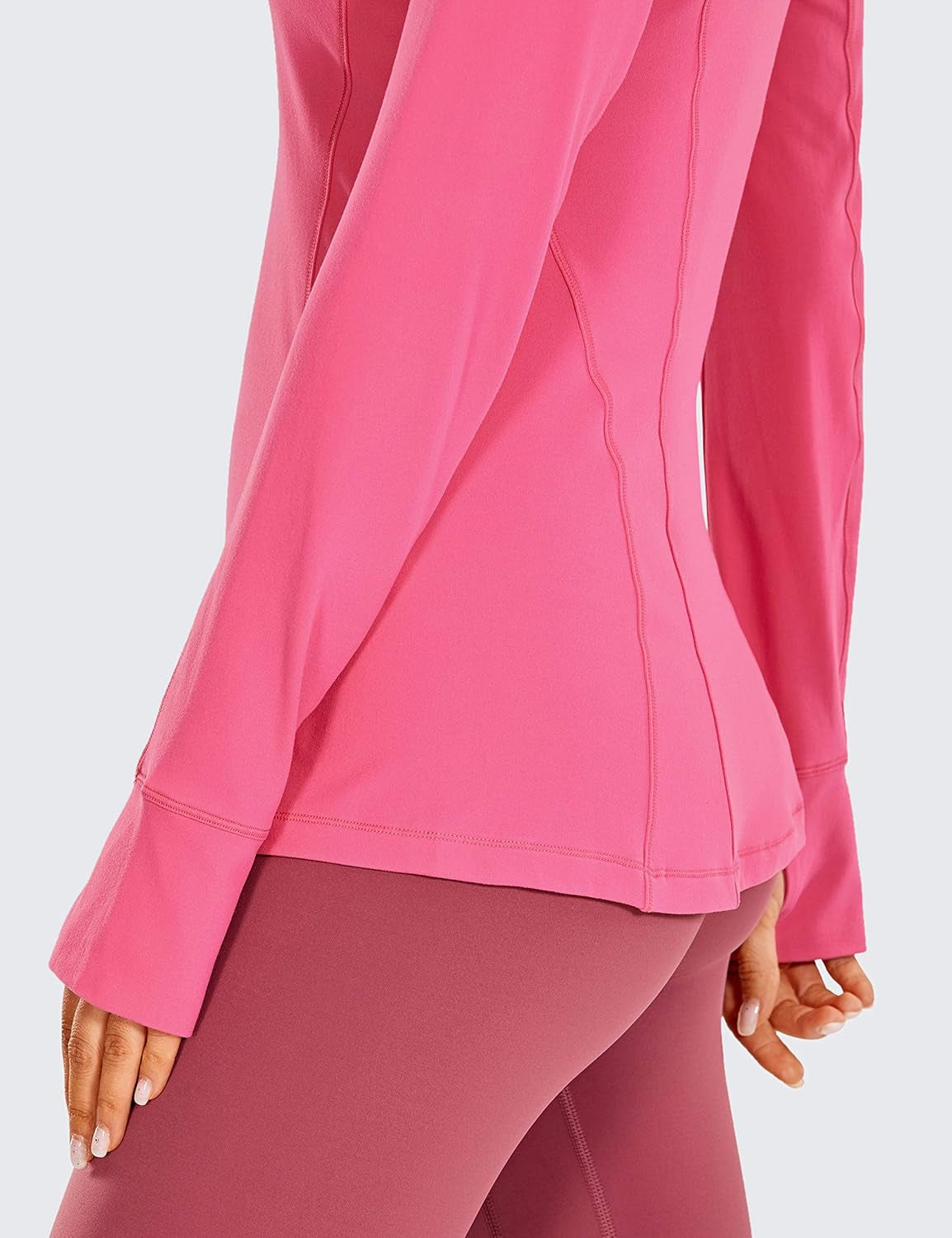 Women'S Long Sleeve Quarter Zip Pullover Slim Fit Athletic Yoga Tops Workout Running Shirts with Thumbholes