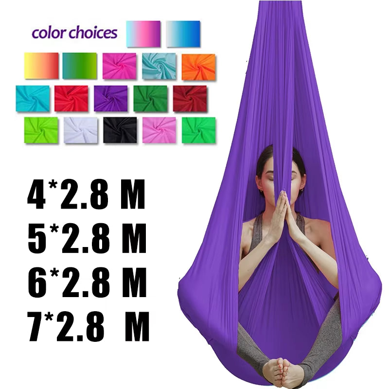 20 Color Aerial Yoga Hammock 4/5/6/7*2.8M Yoga Flying Swing for Anti-Gravity Yoga Inversions Yoga Sling