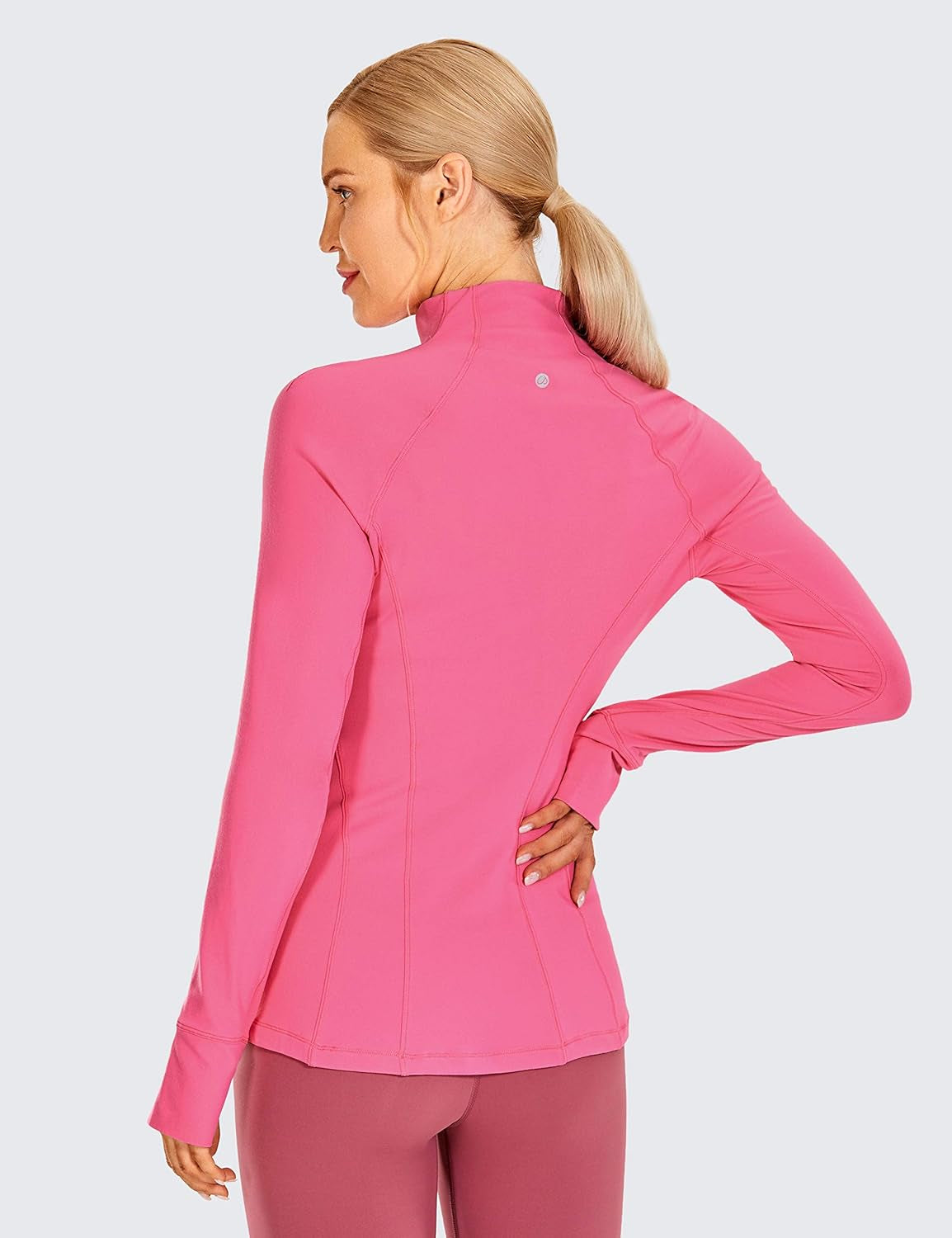 Women'S Long Sleeve Quarter Zip Pullover Slim Fit Athletic Yoga Tops Workout Running Shirts with Thumbholes