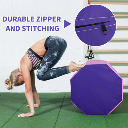 24.4" X 25.6" Gymnastics Octagon Tumbler Trainer Exercise Mat Tumbling Equipment, Pink